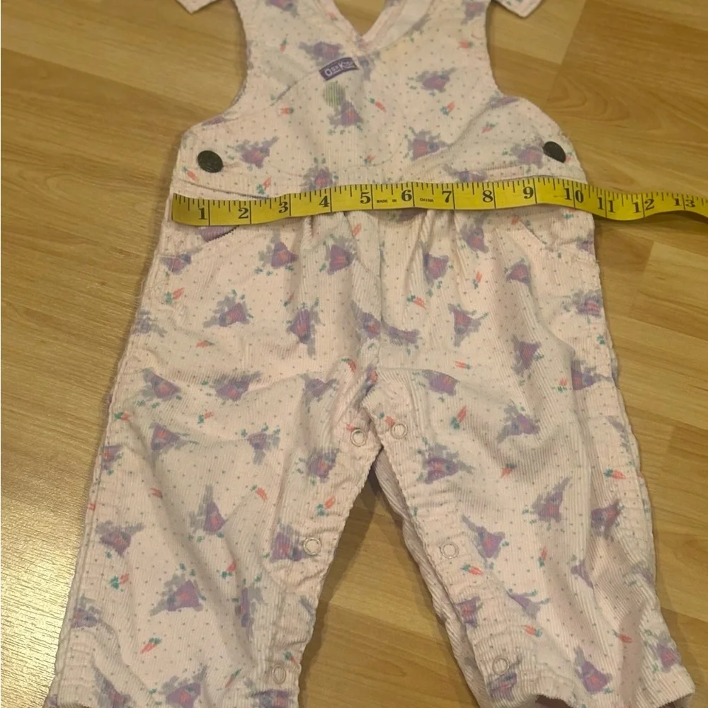 OshKosh B'gosh Vesteak Vintage‎ 80’s Light Pink Overalls with Purple Bunnies